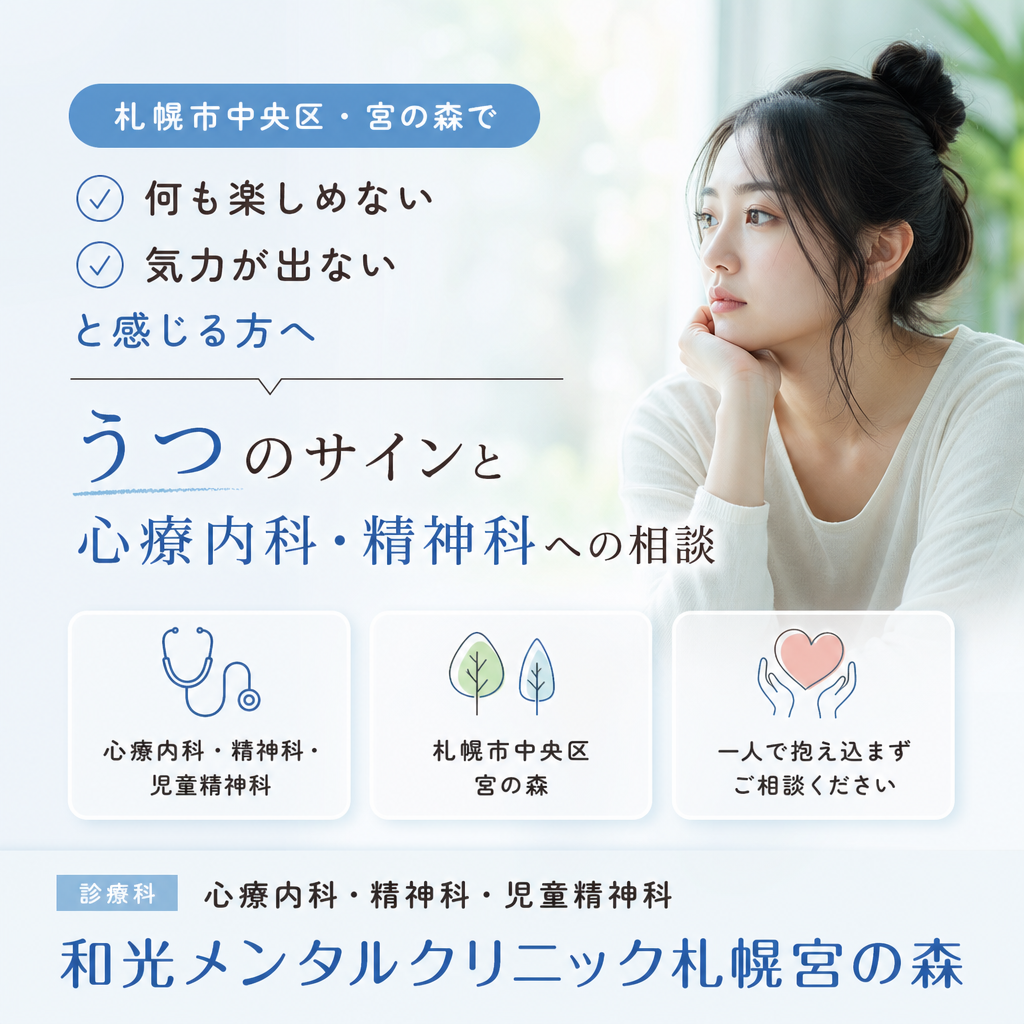 札幌市中央区・宮の森で、気力が出ない・何も楽しめないなどのうつのサインについて考えるイメージ