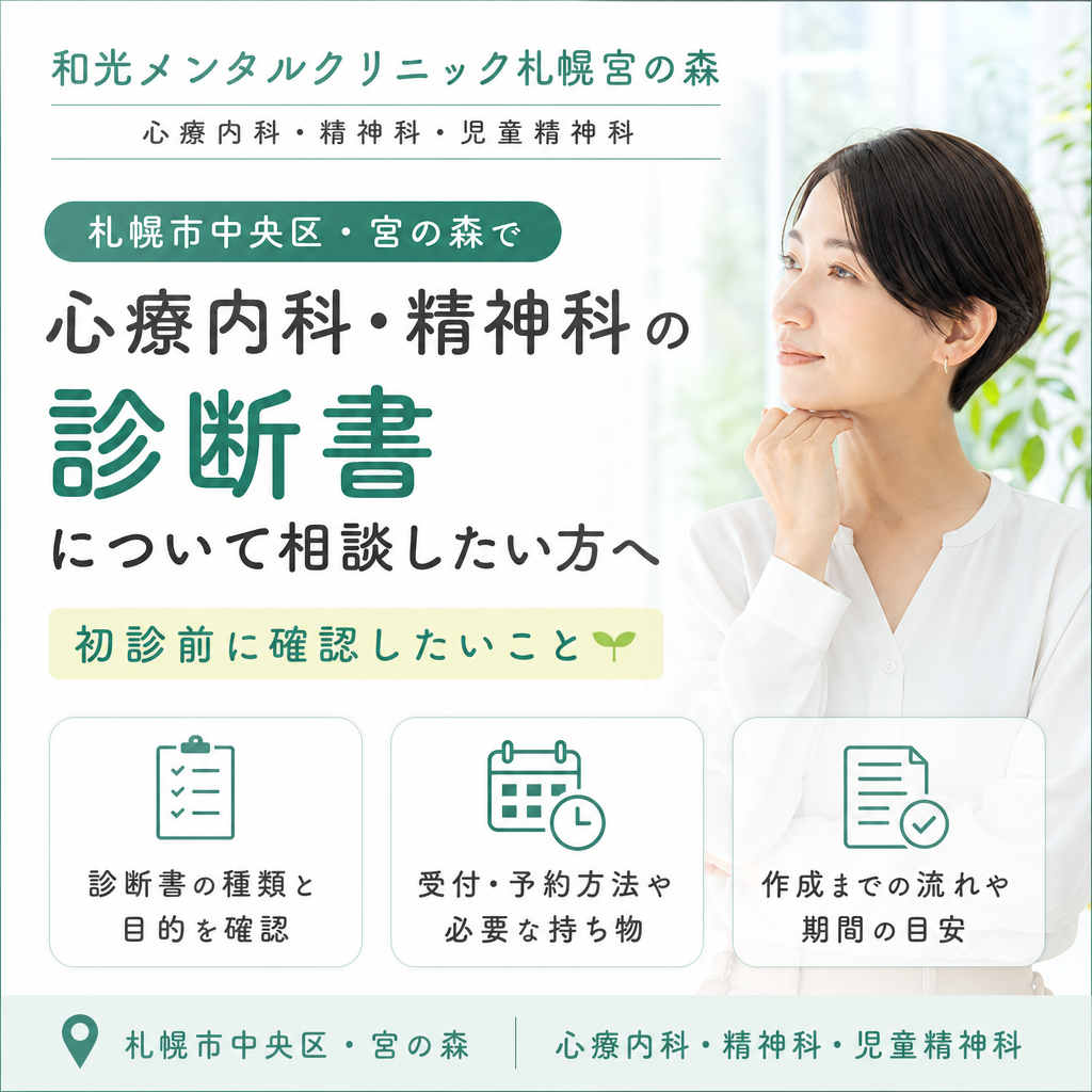 診断書の相談に必要な情報をメモに整理するイメージ