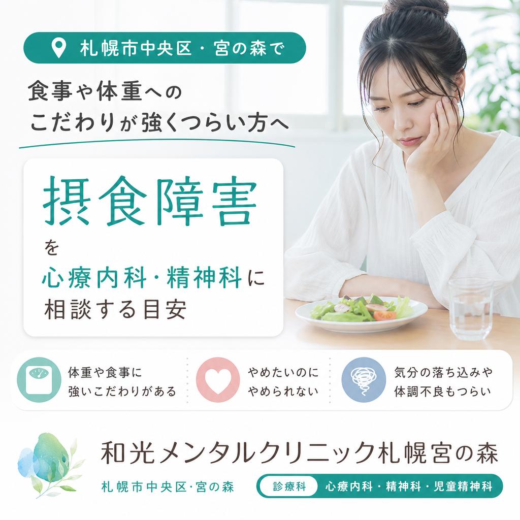 食事や体重への不安について心療内科・精神科への相談を考えるイメージ