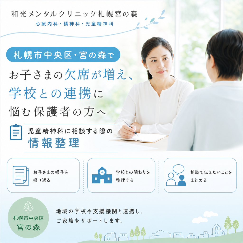 学校との連携についてメモを整理する保護者と子どもの手元のイメージ